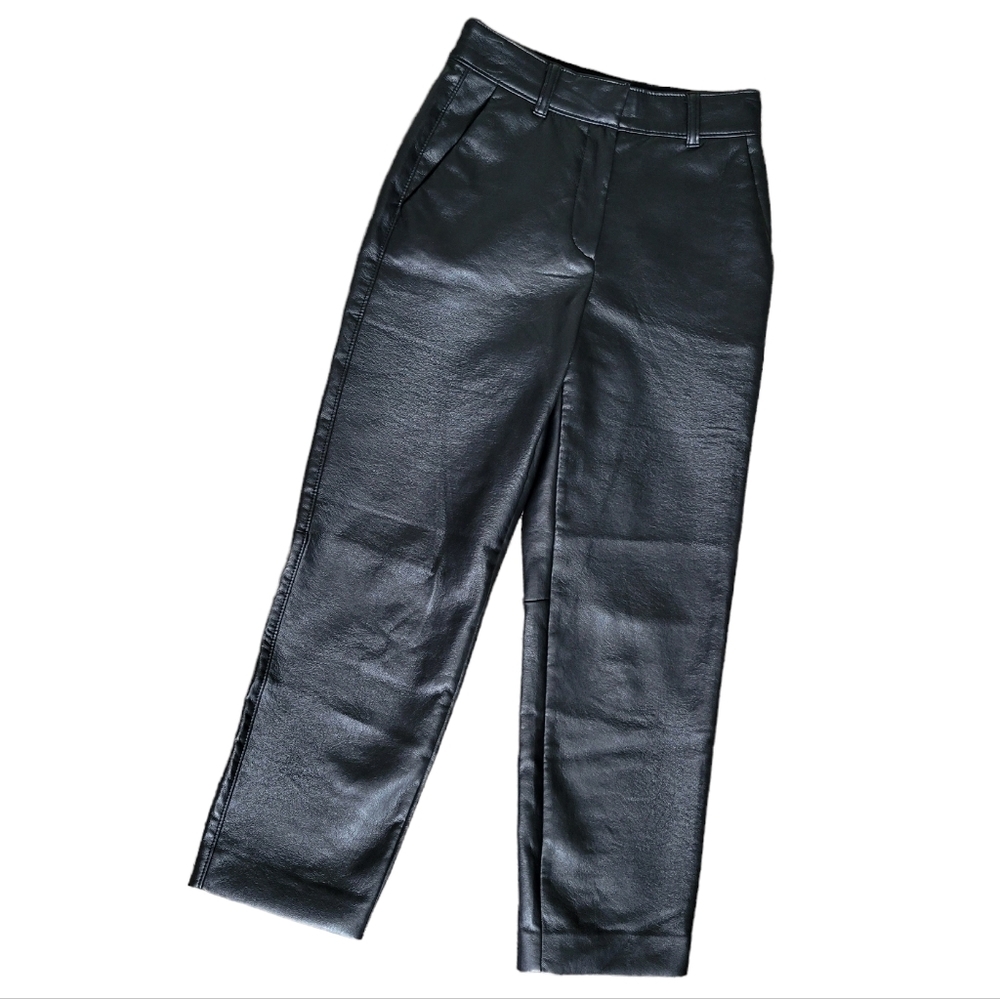 Aritzia Babaton Command Cropped Faux Vegan Leather Pants in Black
